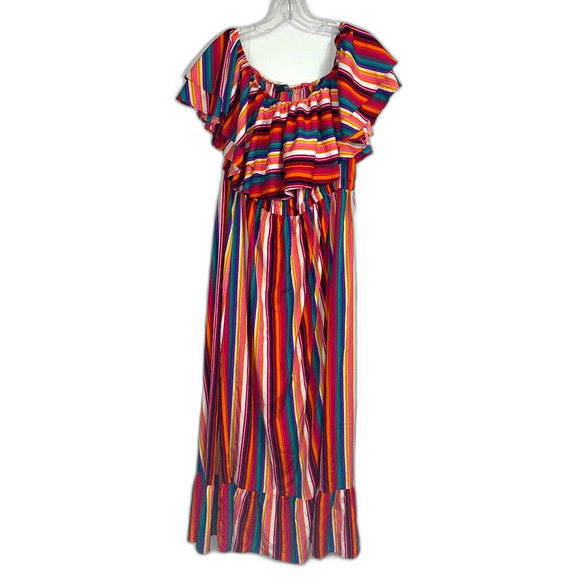 Primark Striped Off Shoulder Stretch Maxi Dress Size 16 - Picture 1 of 3